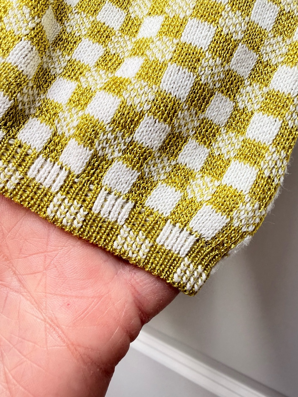 Ann Taylor Petite Chartreuse Puff Sleeve Check Sweater Size SP - Picture 6 of 11